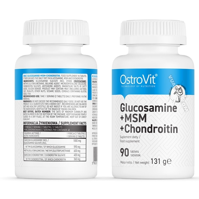 OstroVit - Glucosamine + MSM + Chondroitin (90 viên) - anh mo ta glu msm chodr