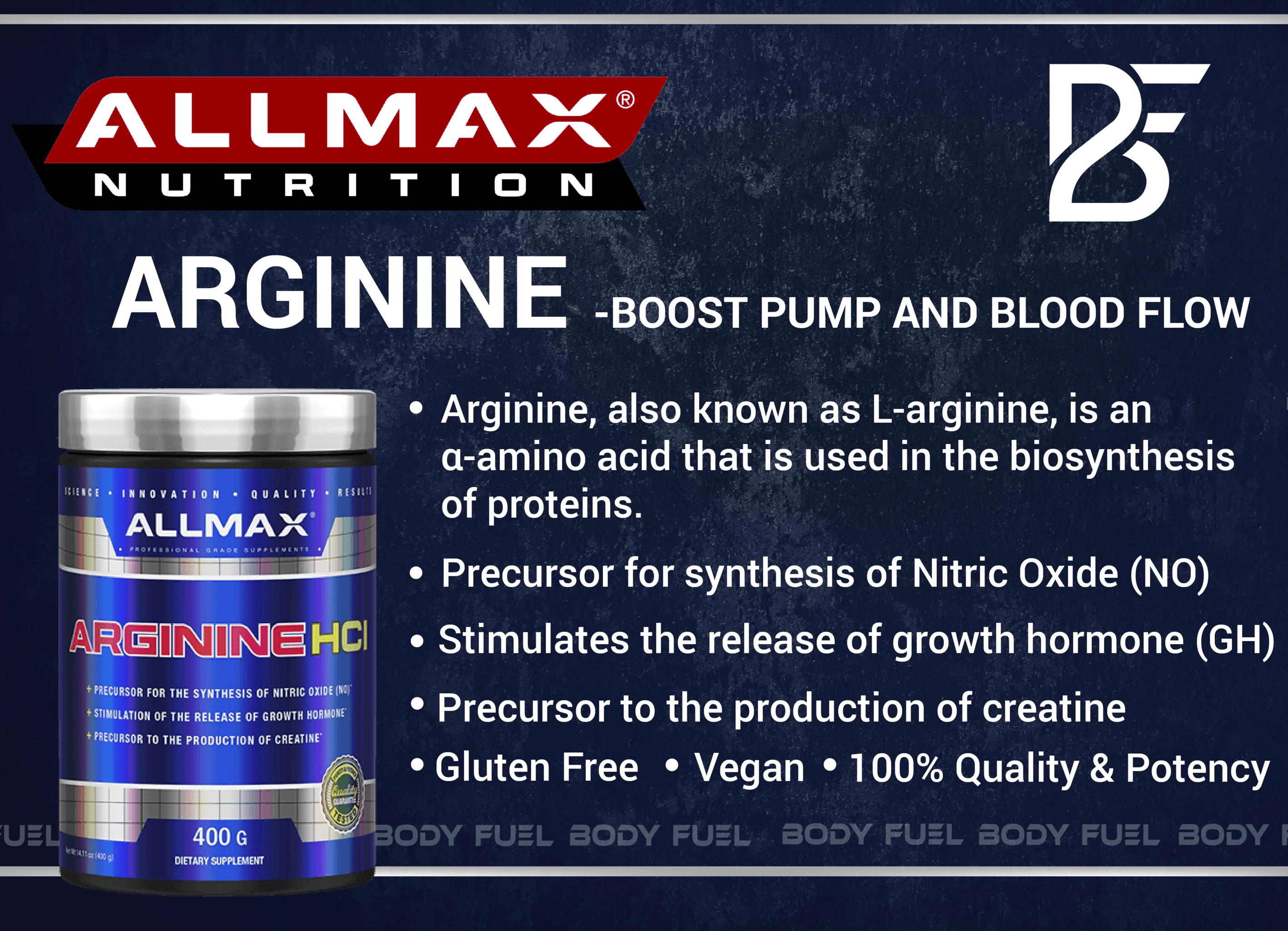 AllMax Nutrition - Arginine (400g) - arginine 01