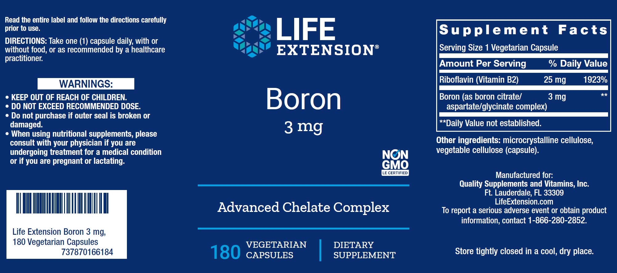 Life Extension - Boron 3 mg (180 viên) - 71sadhfg3