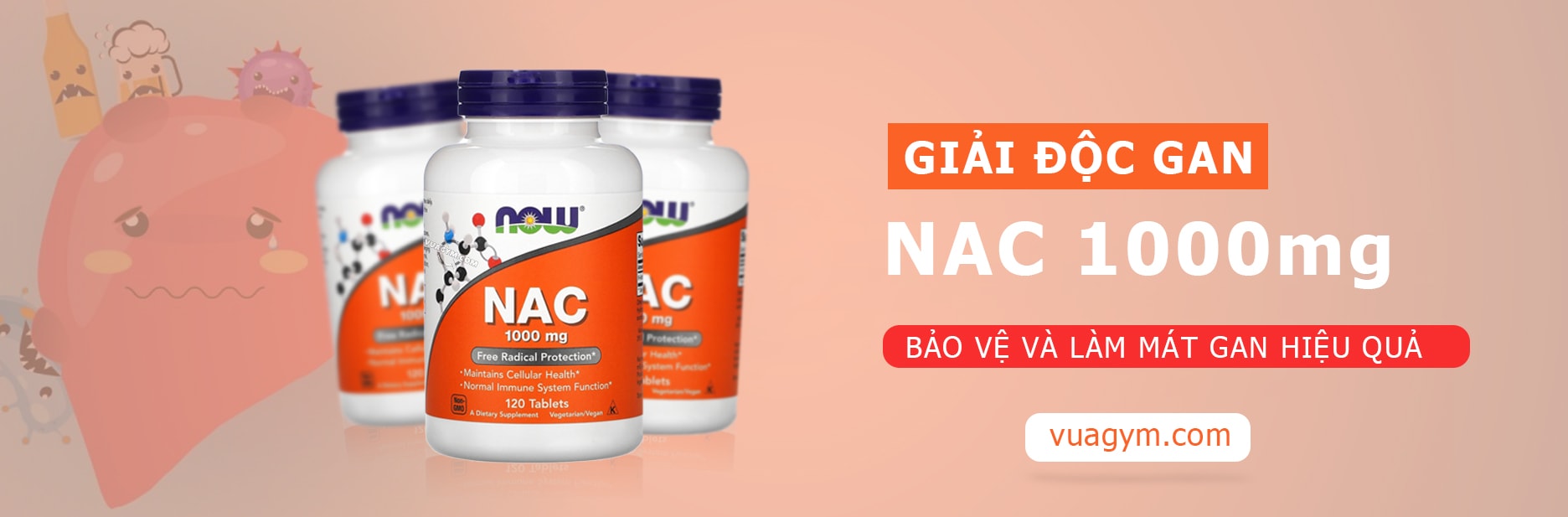 NOW - NAC 1000 mg (120 viên) - nac mota