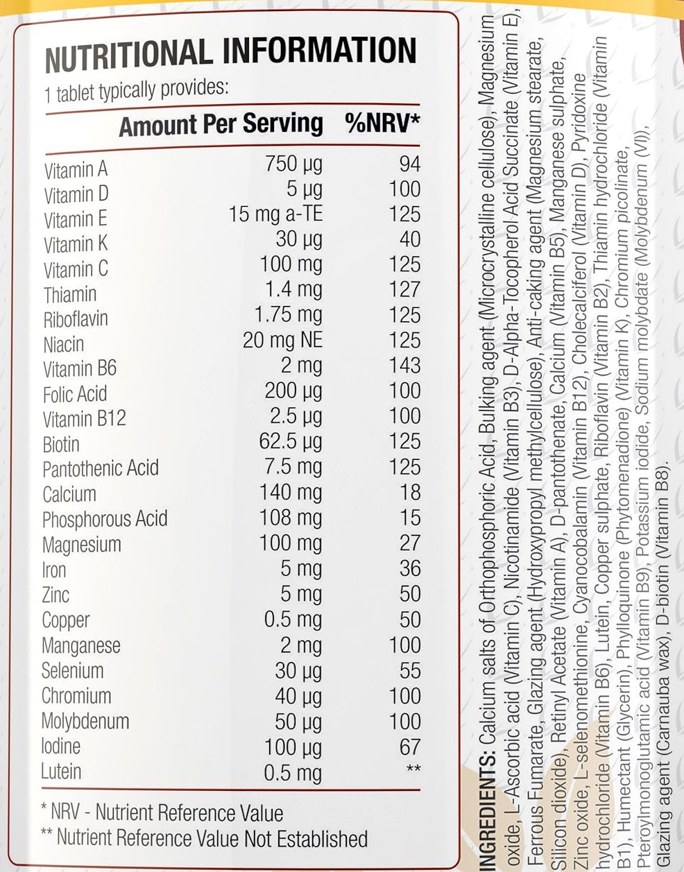 Nu U Nutrition Multivitamins & Mineral (365 viên) Vựa Gym