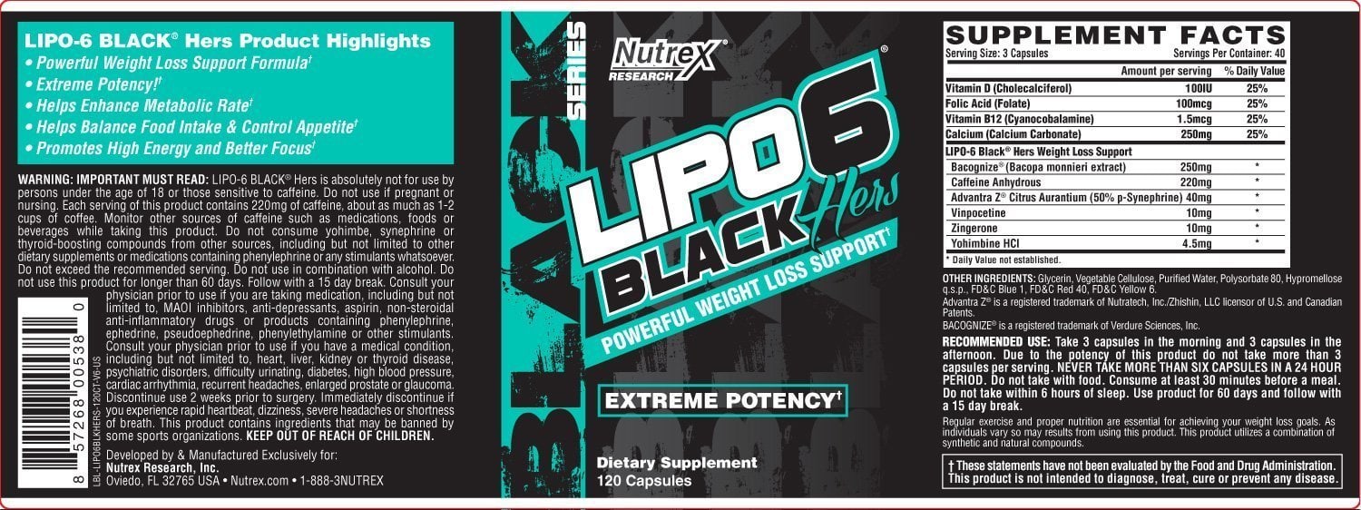 Nutrex - Lipo-6 Black Hers UC (120 viên) (Tem BBT) - nutrex lipo 6 black hers uc 120 vien tem bbt mota
