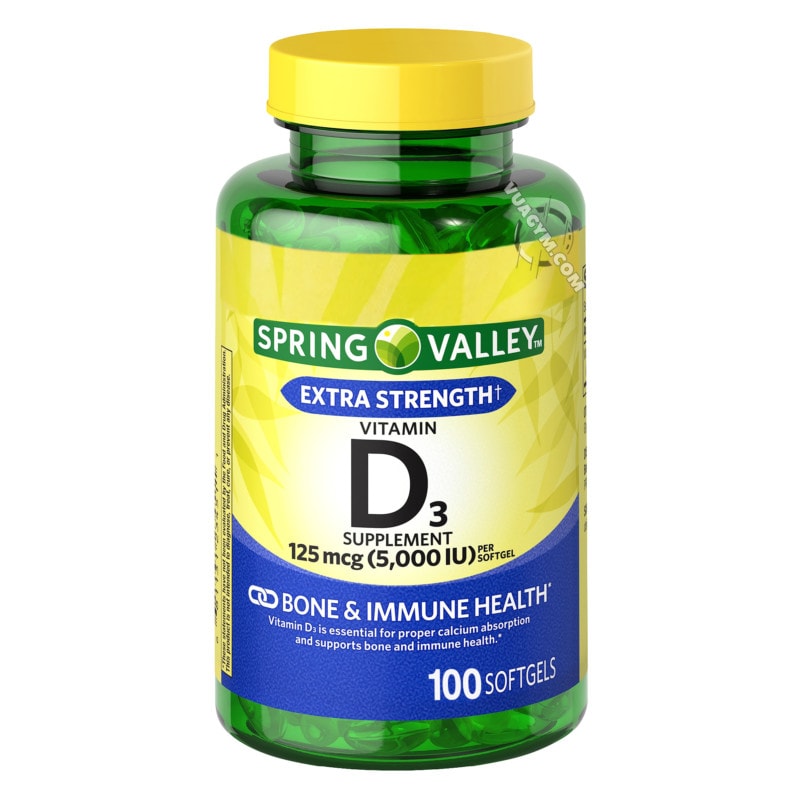 Ảnh sản phẩm Spring Valley - Vitamin D3 5000IU (100 viên)