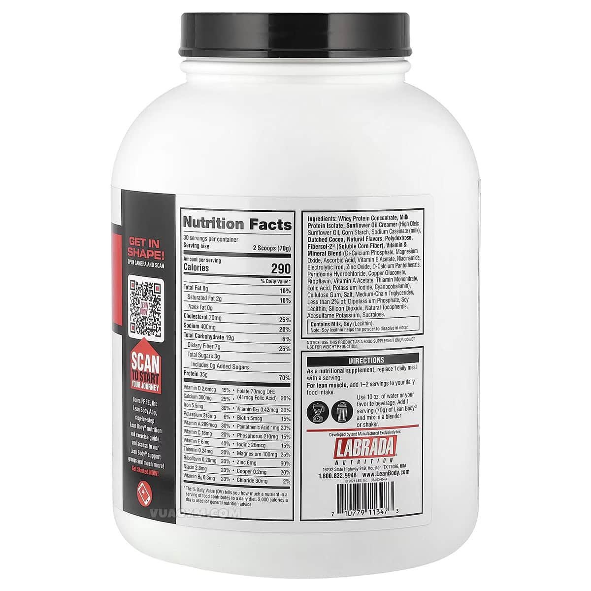 Labrada - Lean Body (Hũ 2.1 Kg) - labrada lean body hu 21 kg chocolate 2