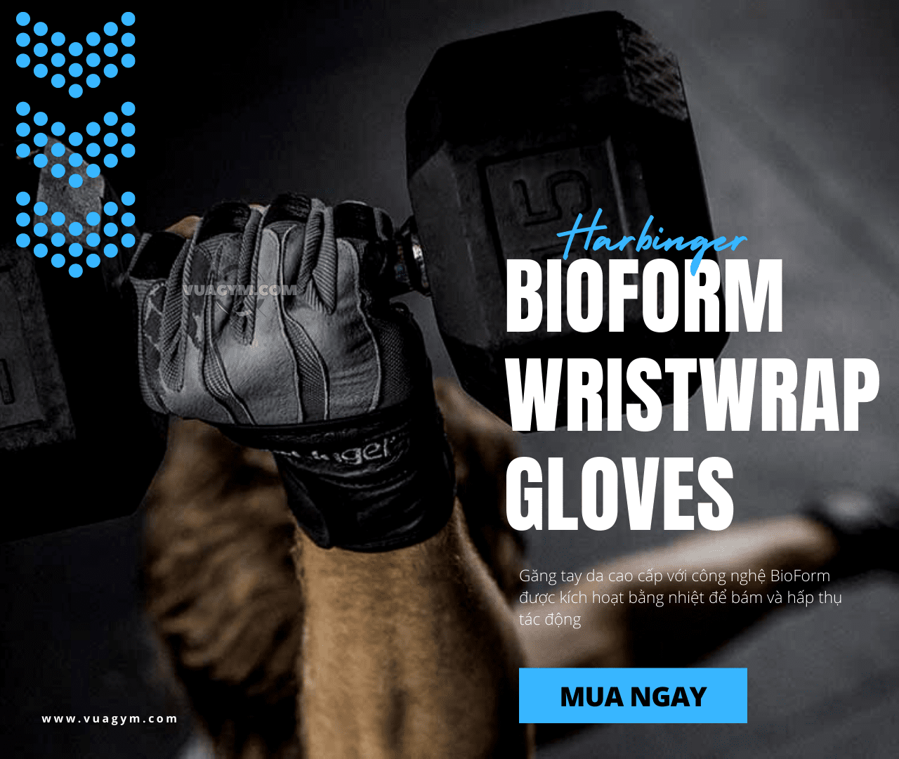 Harbinger - BioForm Wristwrap Gloves (1 cặp) - harbinger gang tay bioform