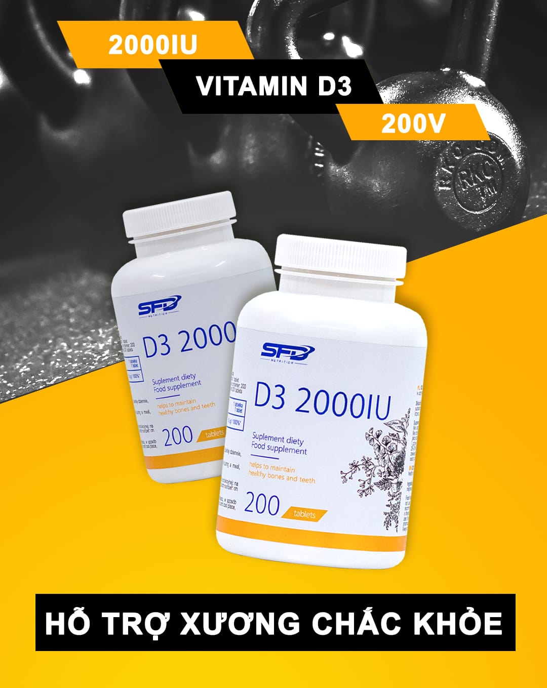SFD - Vitamin D3 2000IU (200 viên) - d3 1
