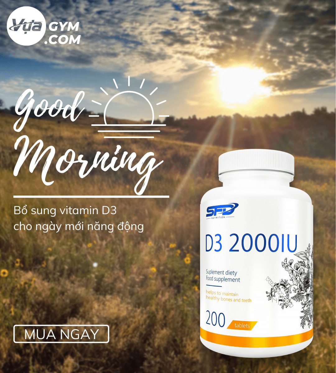 SFD - Vitamin D3 2000IU (200 viên) - sfd d3 2000