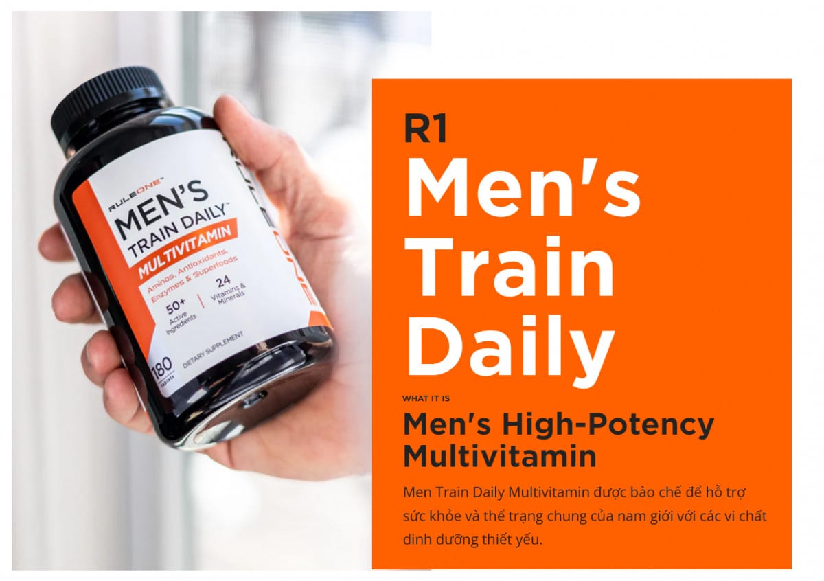 Rule 1 - R1 Men’s Train Daily (180 viên) - biotech eaa zero 25 servings