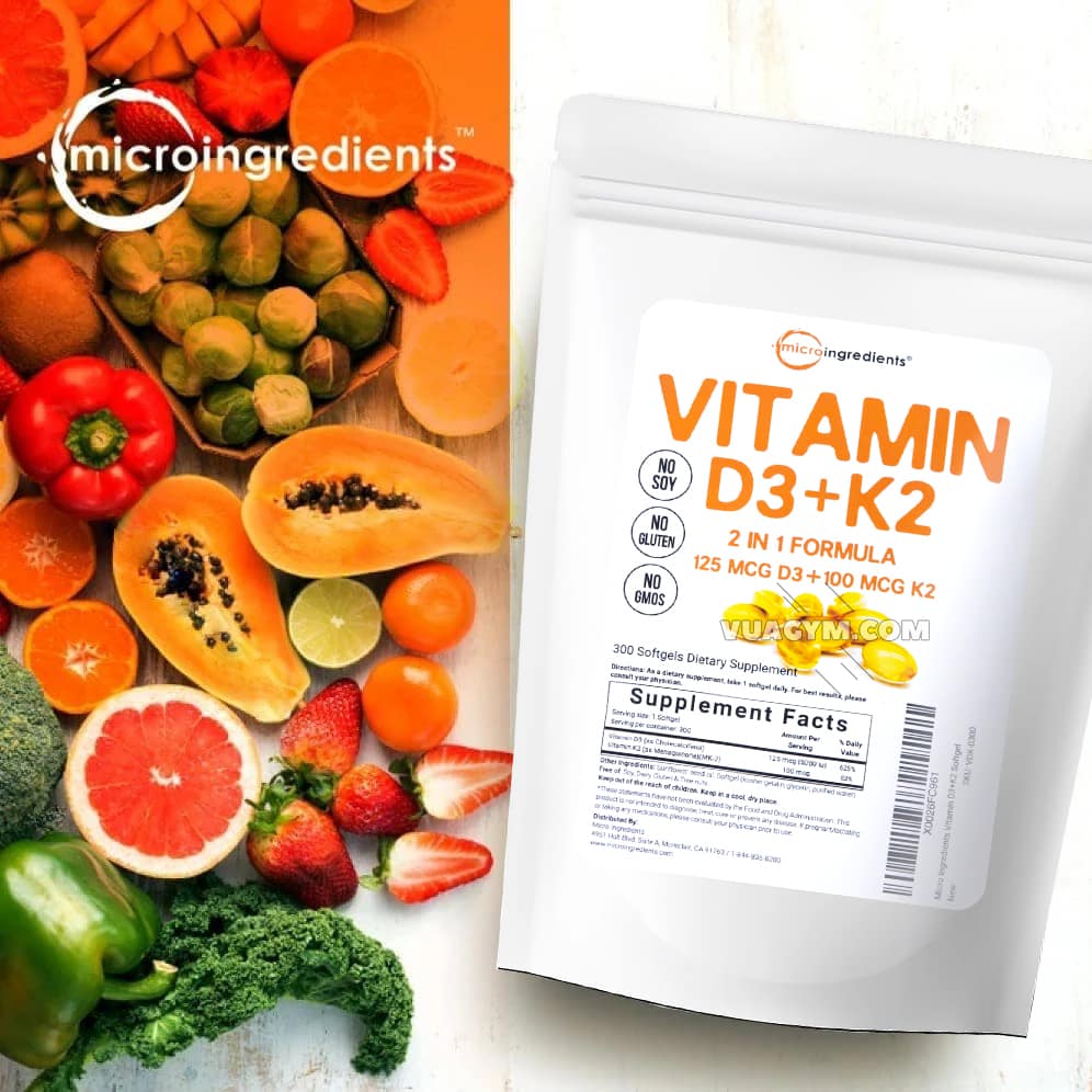 Micro Ingredients - Vitamin D3 + K2 (300 viên) - mic d3k2