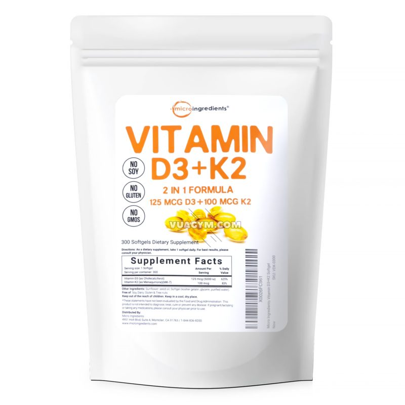 Ảnh sản phẩm Micro Ingredients - Vitamin D3 + K2 (300 viên)