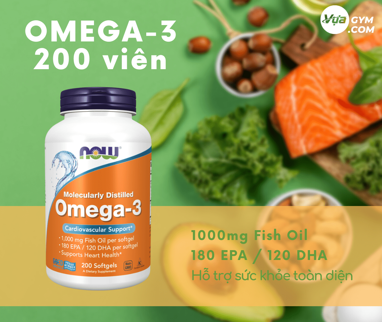NOW - Omega-3 (200 viên) - now omega3 200v