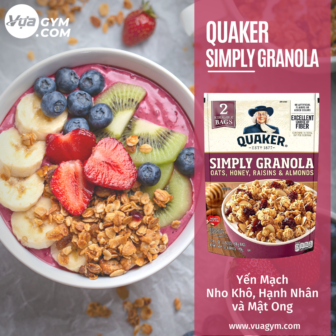 Quaker - Yến Mạch Ăn Liền Simply Granola Oats (2 Lbs) - quaker simply granola oats 2lbs vuagym