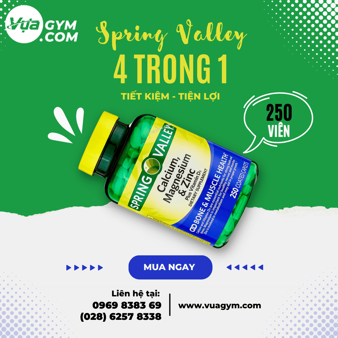 Spring Valley - Calcium, Magnesium & Zinc Plus Vitamin D3 (250 viên) - spring valley calcium magnesium zinc plus vitamin d3 250 vien 1 quangcaovuagym 1