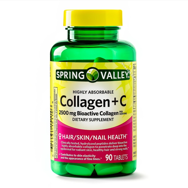 Ảnh sản phẩm Spring Valley - Collagen + C 2500mg (90 viên)