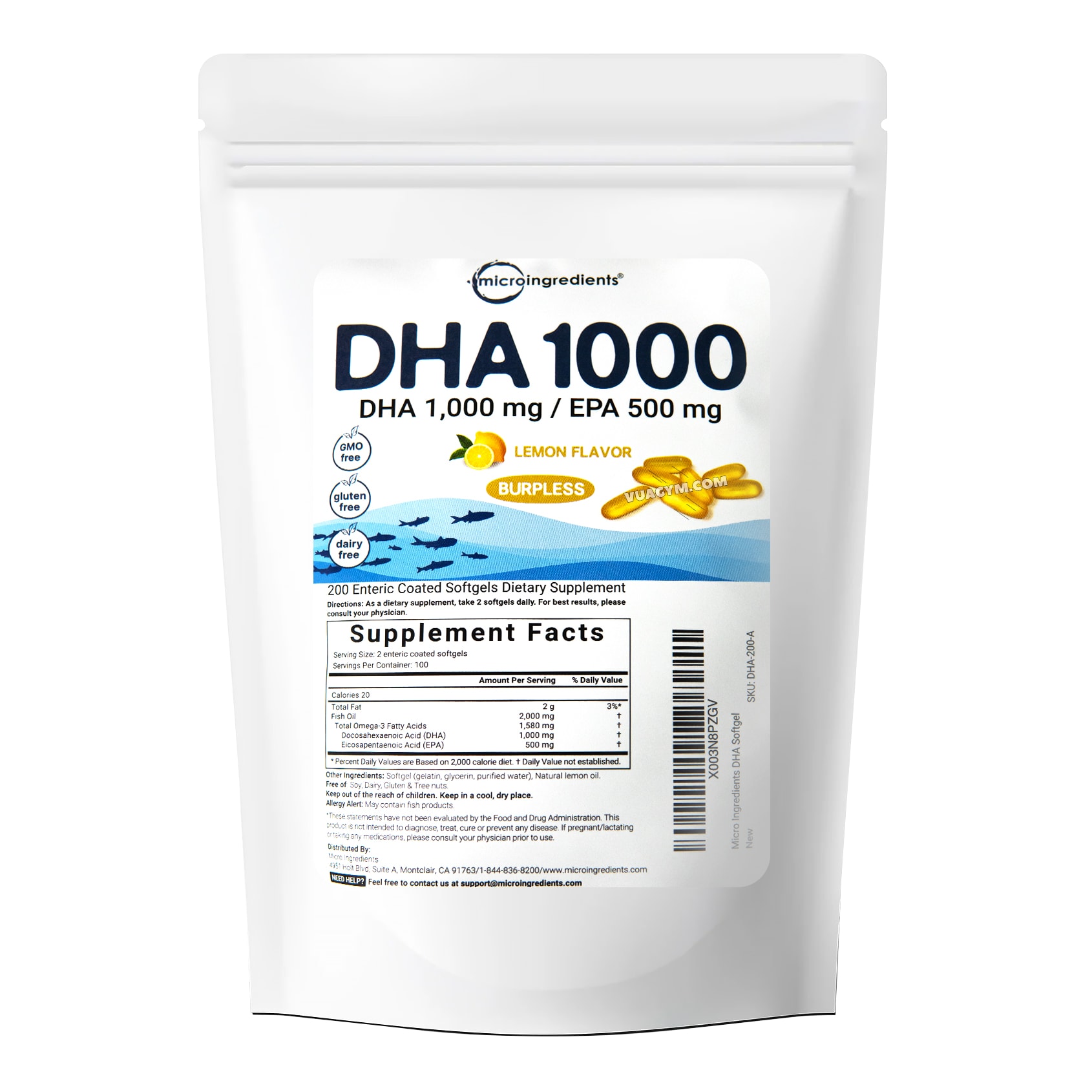 Micro Ingredients DHA 500 EPA 250 200 viên Giá Khuyến Mãi