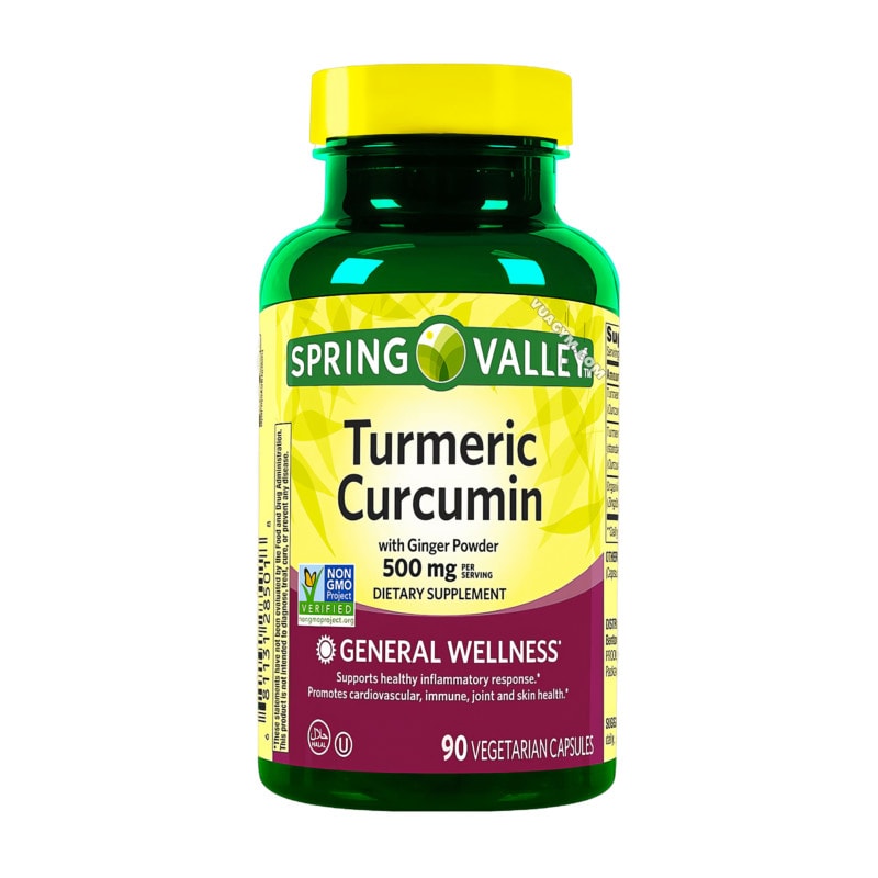 Ảnh sản phẩm Spring Valley - Turmeric Curcumin + Ginger Powder 500mg (90 viên)