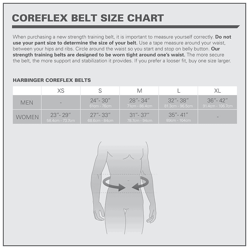 Harbinger - 4.5" Foam Core Belt - harbinger belt size chart