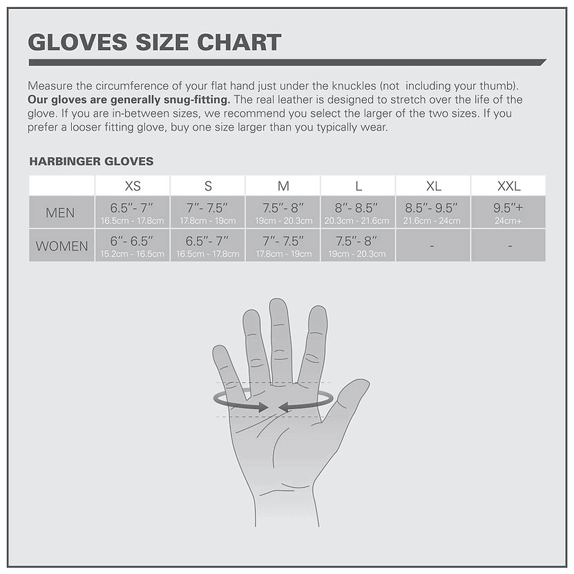 Harbinger - Power Gloves 2.0 (1 cặp) - harbinger gloves unisex shize chart
