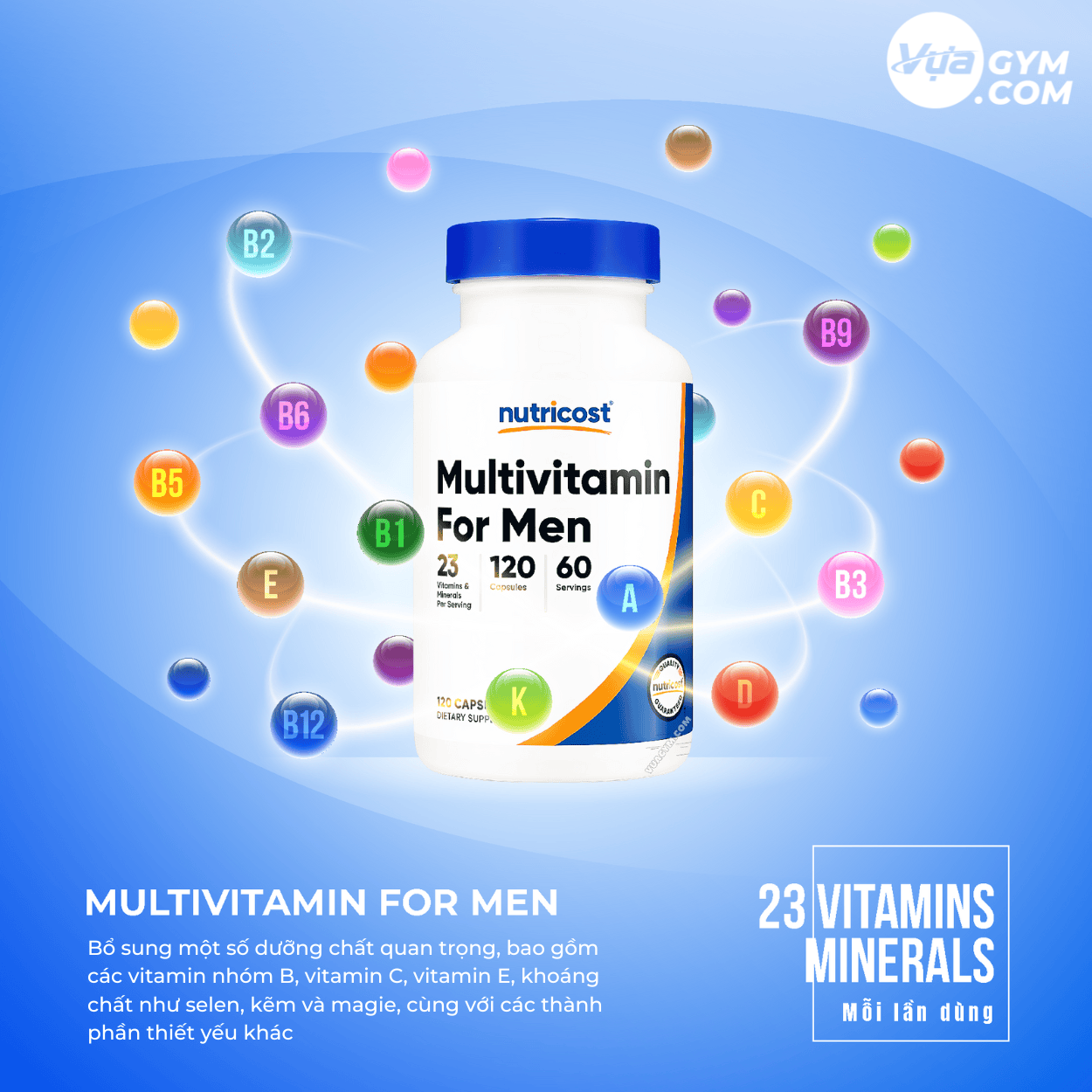 Nutricost - Multivitamin For Men (120 viên) - nutricost multivitamin for men 120 vien motavuagym