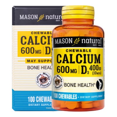 Ảnh sản phẩm Mason - Calcium 600mg + Vitamin D3 400IU Chewables (100 viên) - 1