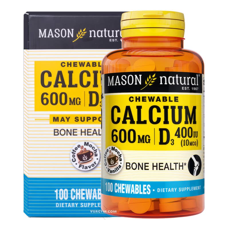 Ảnh sản phẩm Mason - Calcium 600mg + Vitamin D3 400IU Chewables (100 viên)