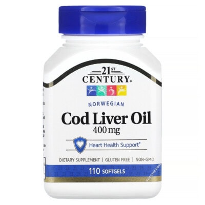 Ảnh sản phẩm 21st Century - Cod Liver Oil 400 mg / Sofgel (110 viên) - 1