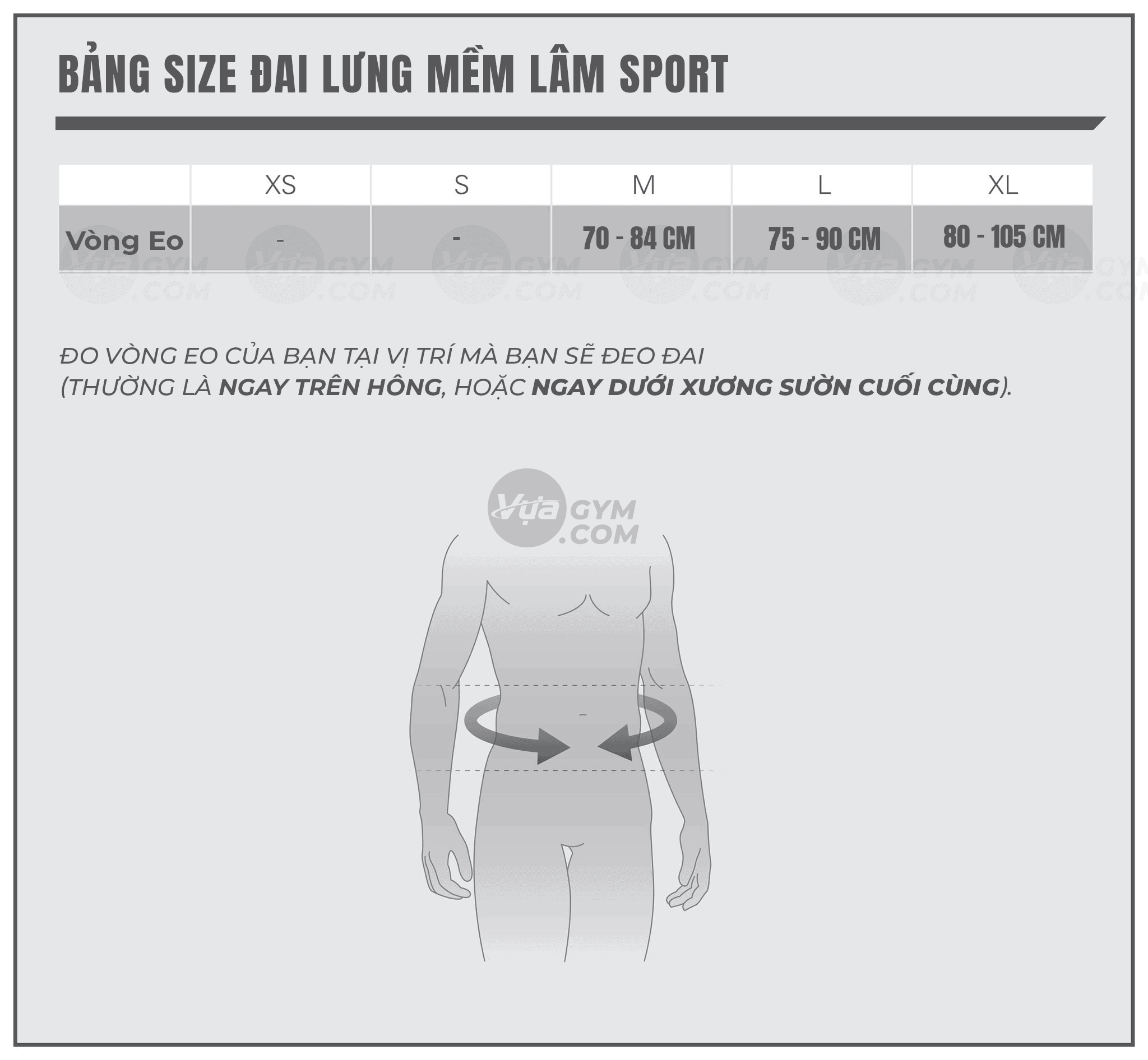 Đai Lưng Mềm Lâm Sport Chính Hãng 2 Đai Lưng Mềm Lâm Sport Chính Hãng - bang size dai lung mem motavuagym 4