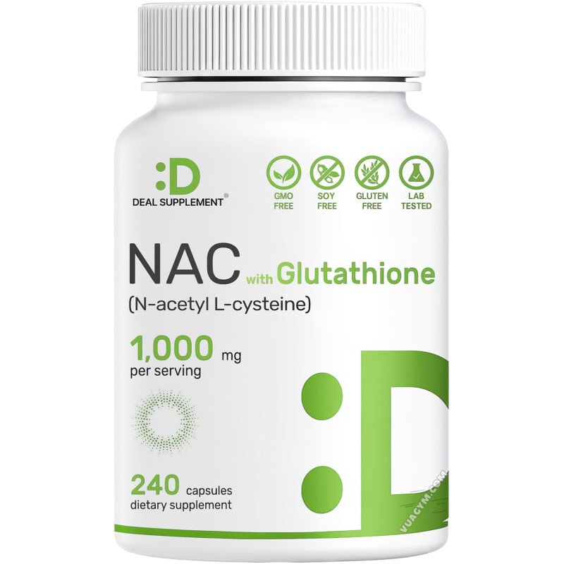 Ảnh sản phẩm Deal Supplement - NAC with Glutathione 1000mg / Serving / 3 Capsules (240 viên)