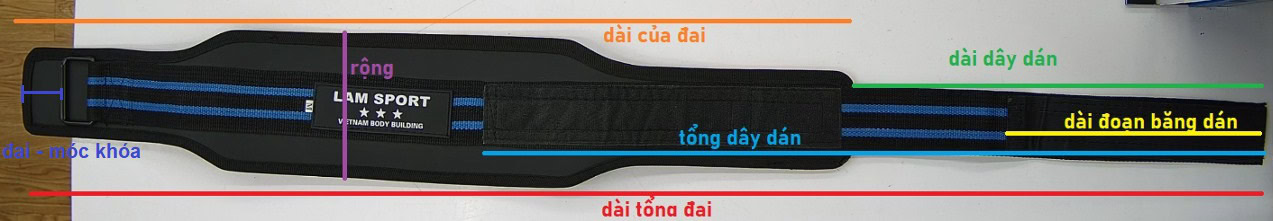 Đai Lưng Mềm Lâm Sport Chính Hãng 1 Đai Lưng Mềm Lâm Sport Chính Hãng - kich tuoc dai