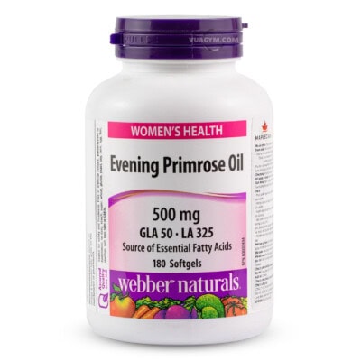 Webber Naturals - Evening Primrose Oil 500mg (GLA 50mg & LA 325mg) / Softgel (180 viên)