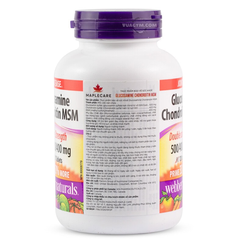 Ảnh sản phẩm Webber Naturals - Glucosamine Chondroitin MSM 500/400/400mg / Tablet (120 viên) - 3
