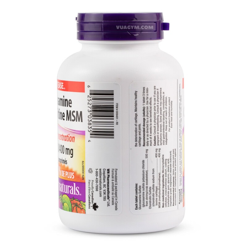 Ảnh sản phẩm Webber Naturals - Glucosamine Chondroitin MSM 500/400/400mg / Tablet (120 viên) - 4