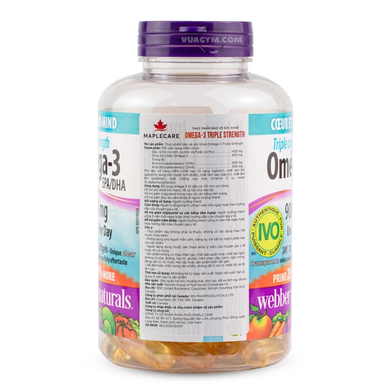 Ảnh sản phẩm Webber Naturals - Triple Strength Omega-3 EPA/DHA 900mg / Softgel (120 viên) - 3