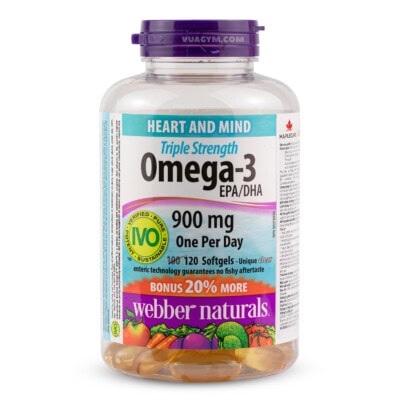Webber Naturals - Triple Strength Omega-3 EPA/DHA 900mg / Softgel (120 viên)