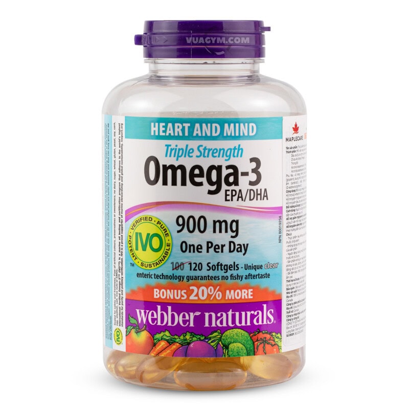 Ảnh sản phẩm Webber Naturals - Triple Strength Omega-3 EPA/DHA 900mg / 1 Softgel (120 viên)