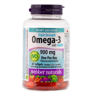 Webber Naturals - Triple Strength Omega-3 + CoQ10 900mg / 1 Softgel (80 viên)