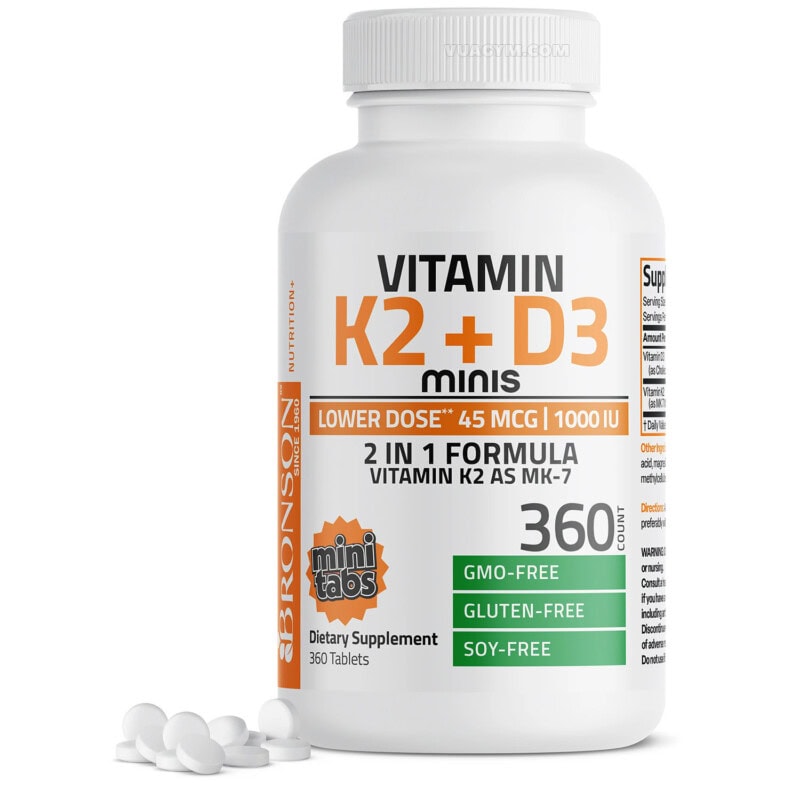 Ảnh sản phẩm Bronson - Vitamin K2 45mcg + D3 1000IU  Tablet (360 viên)