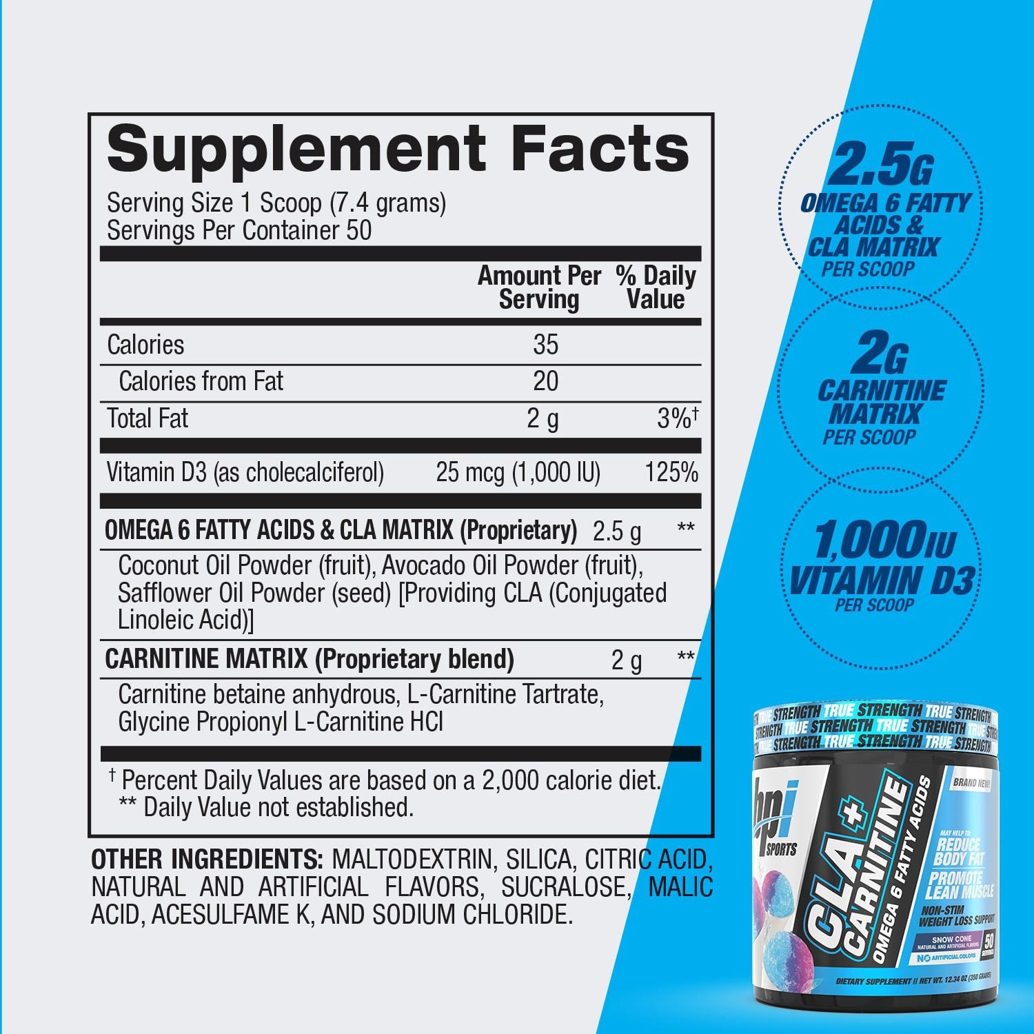 BPI Sports - CLA + Carnitine (50 lần dùng) - bpi sports cla carnitine 50 lan dung snow cone facts