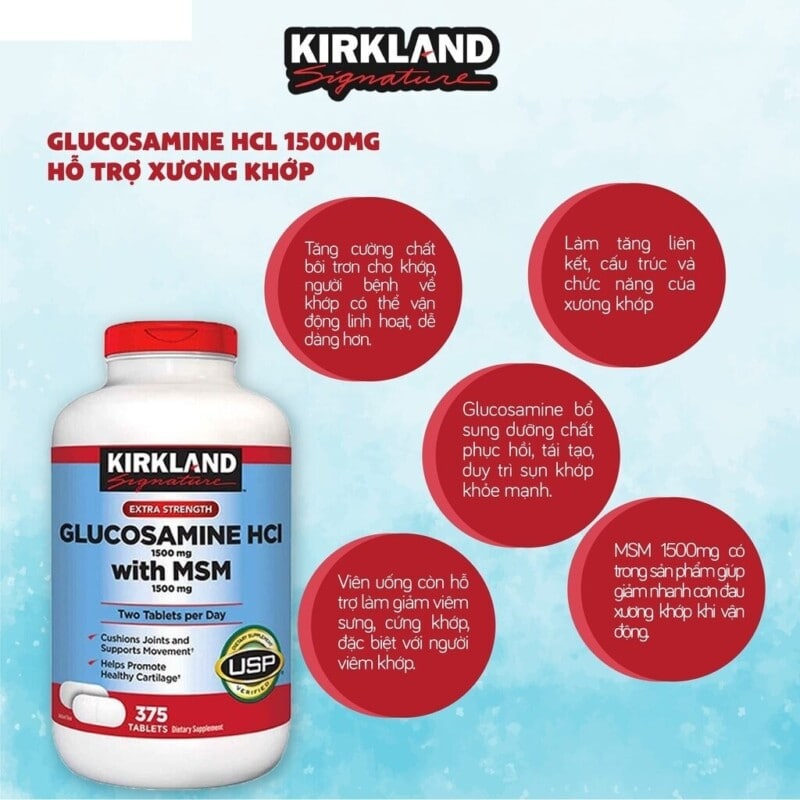 Ảnh sản phẩm Kirkland - Glucosamine HCL 1500mg + MSM 1500mg (375 viên) - 4