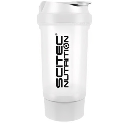 Bình lắc Scitec Nutrition (Có Ngăn Phụ, Không Cục Lắc) - 500ml - Trắng
