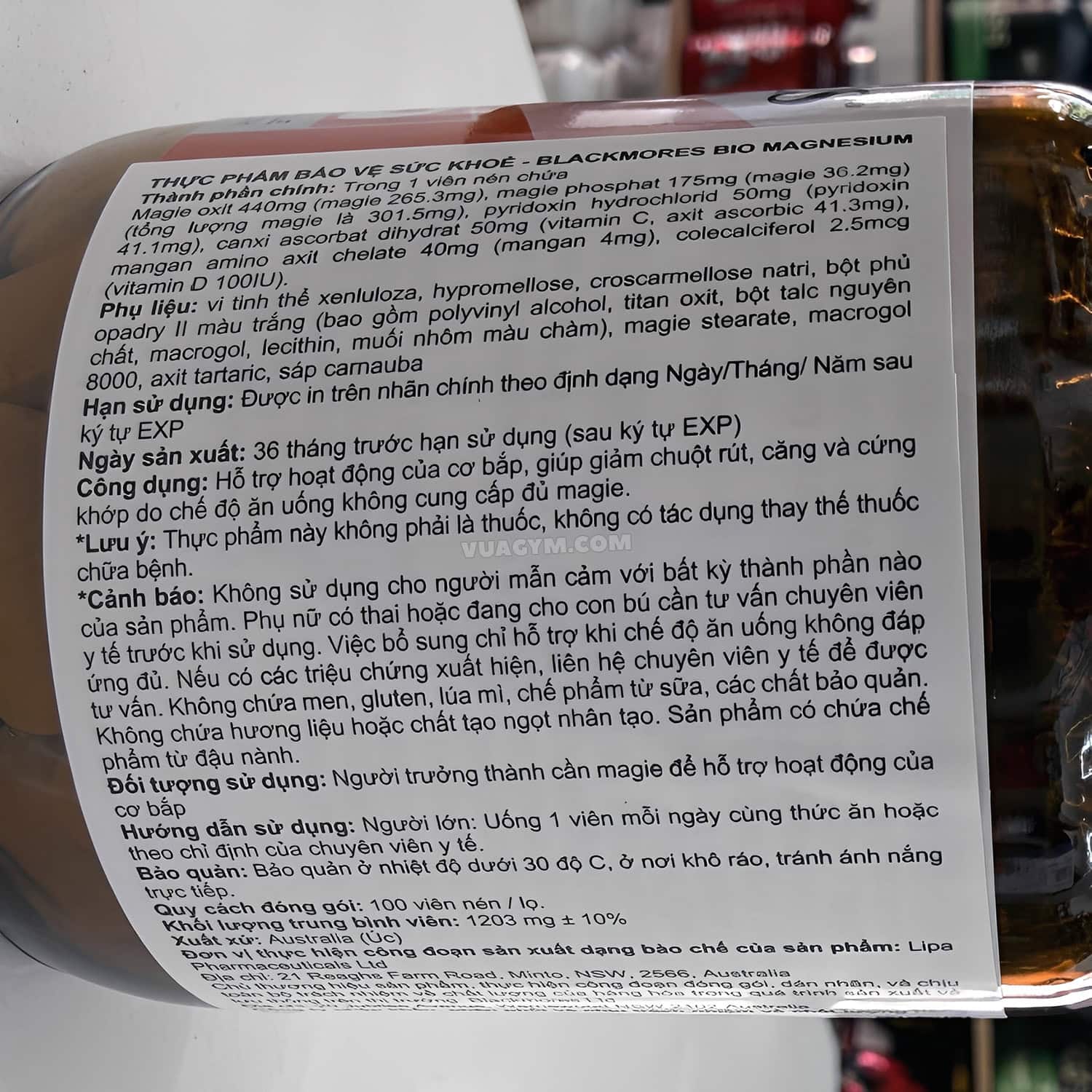 Blackmores - Bio Magnesium (100 viên) - blackmores bio magnesium 100 vien nhan phu