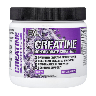 EVL - Creatine Monohydrate Chew Tabs - 90 viên - Grape