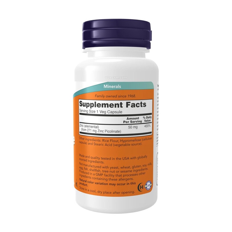 Ảnh sản phẩm NOW - Zinc Picolinate 50mg / Capsule (120 viên) - 2