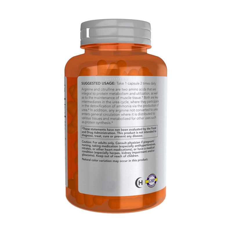 Ảnh sản phẩm NOW - Arginine & Citrulline 500 mg / 250 mg (120 viên) - 3