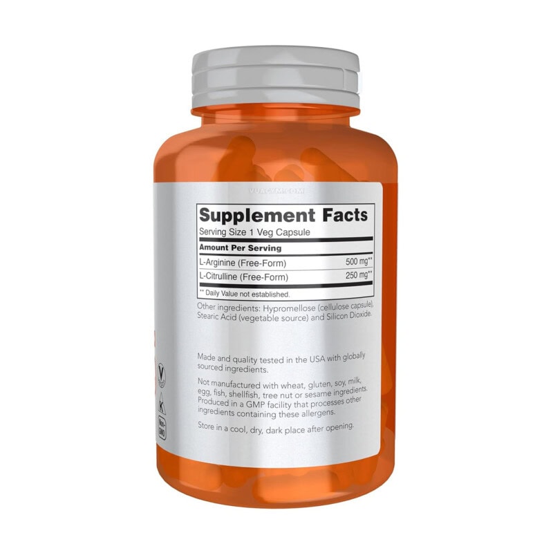 Ảnh sản phẩm NOW - Arginine & Citrulline 500 mg / 250 mg (120 viên) - 2