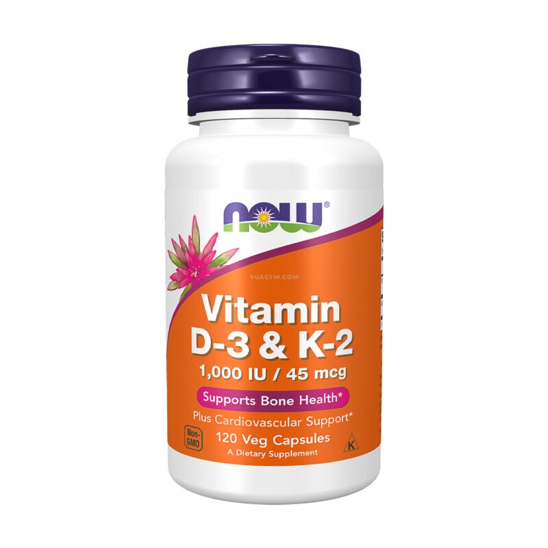 Ảnh sản phẩm NOW - Vitamin D3 1000IU & K2 45mcg / Capsule (120 viên)