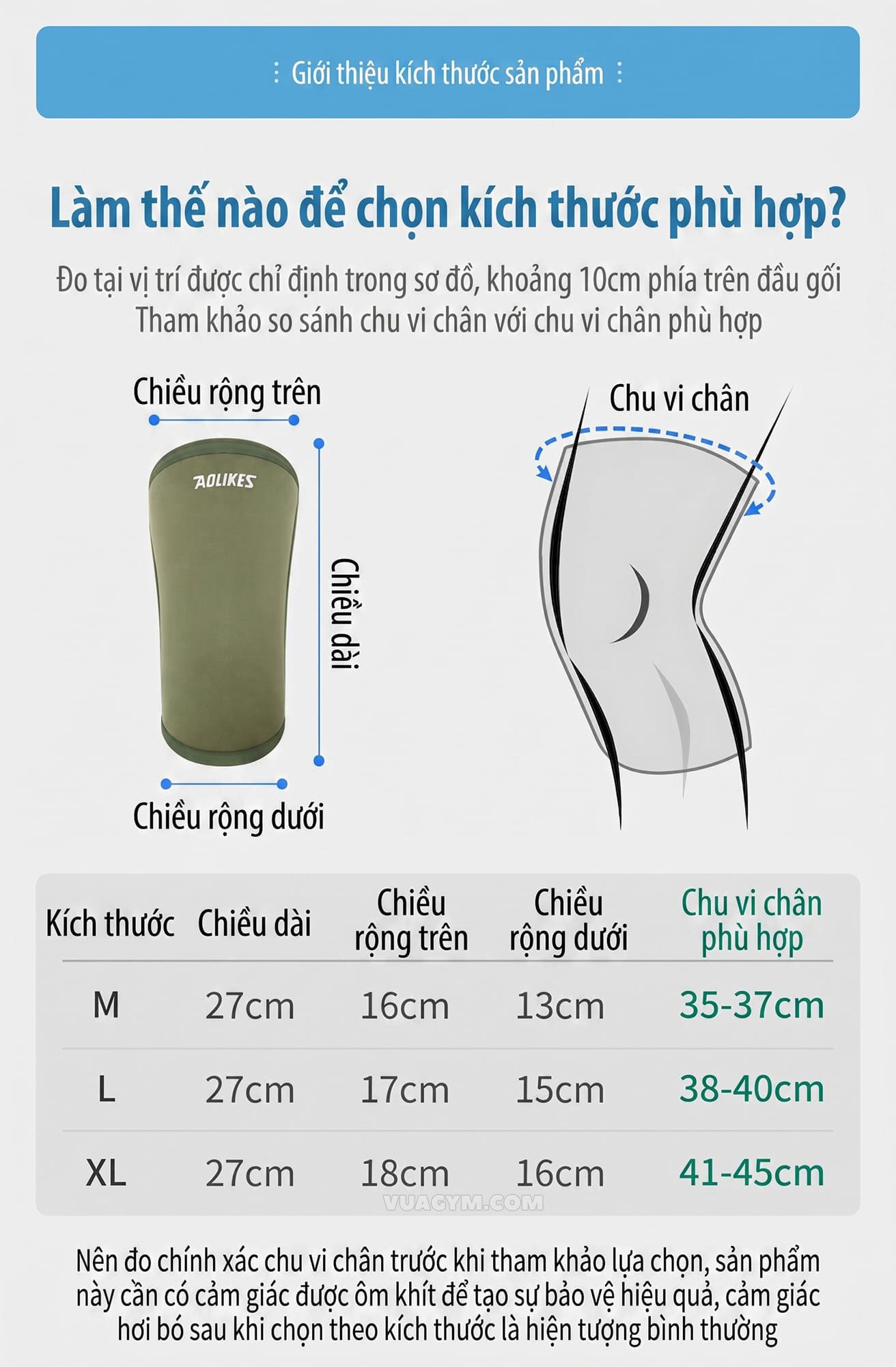 Xỏ Gối AOLIKES Dày Chính Hãng (1 cặp) - xo goi aolikes day chinh hang 1 cap kich thuoc