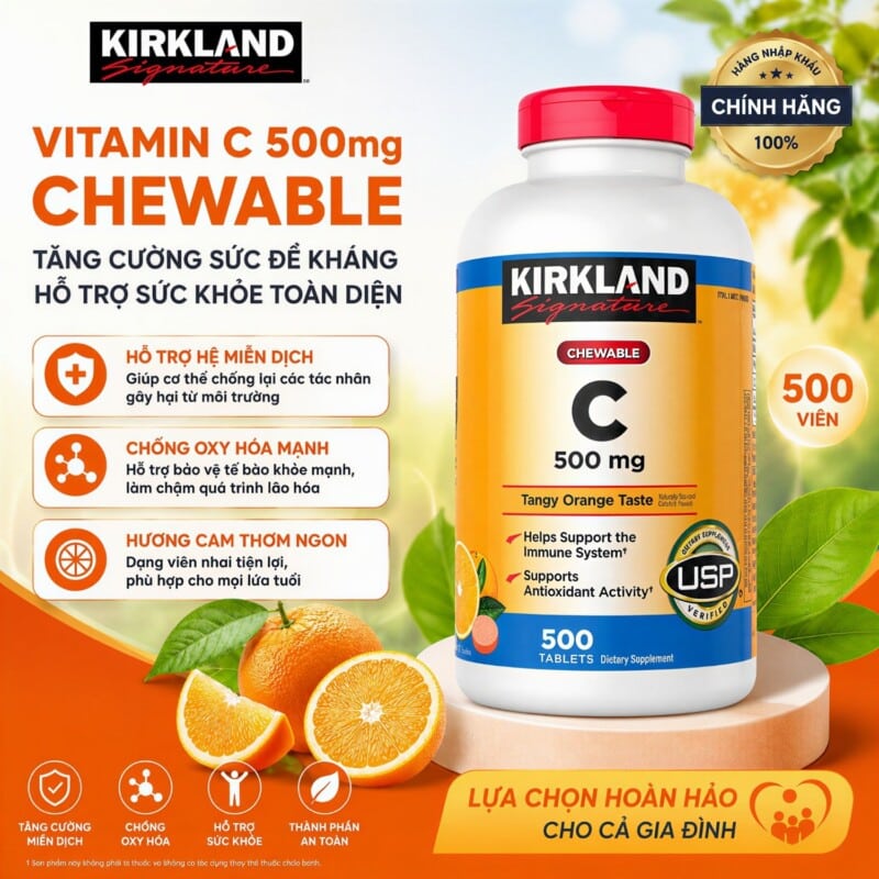 Ảnh sản phẩm Kirkland - Chewable Vitamin C 500mg / Tablet (500 viên) - 5