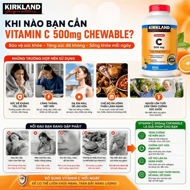 Ảnh sản phẩm Kirkland - Chewable Vitamin C 500mg / Tablet (500 viên) - 6