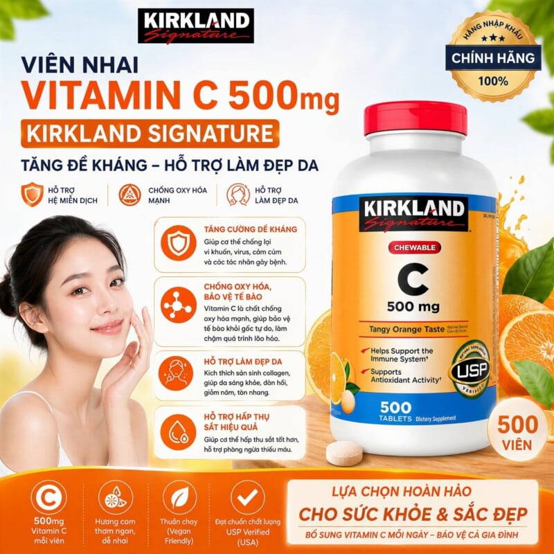 Ảnh sản phẩm Kirkland - Chewable Vitamin C 500mg / Tablet (500 viên) - 7